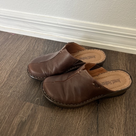Josef Seibel Carole Brown Leather Mules Clogs EU 37 US 6.5/7 Slip On Comfort - Picture 1 of 8